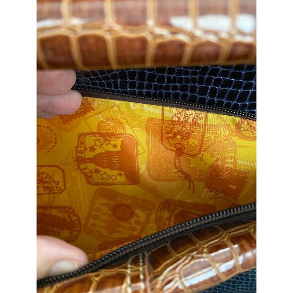 Samantha Brown Blue and Brown Croc Embossed Traveler Overnight Carrier Tote Bag - Picture 7 of 9